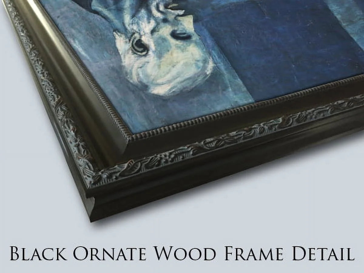 Black Ornate Wood Framed Canvas Art U514