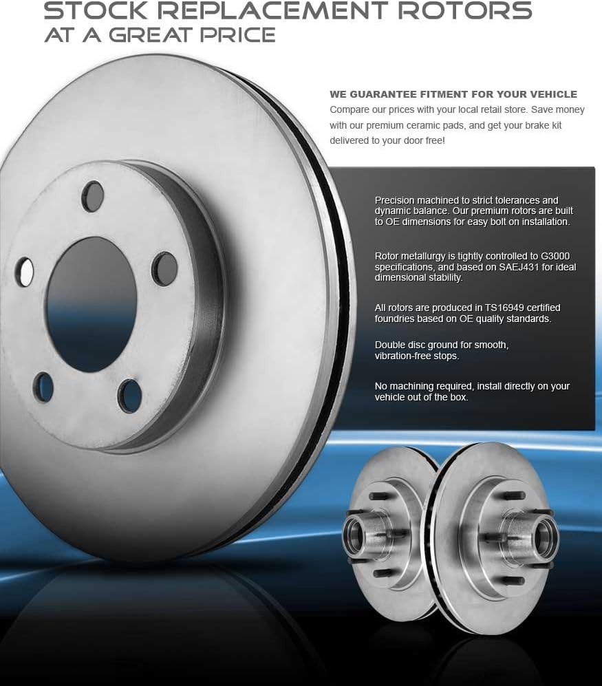Premium OE 5 Lug Rotors + Ceramic Brake Pads + Hardware M870