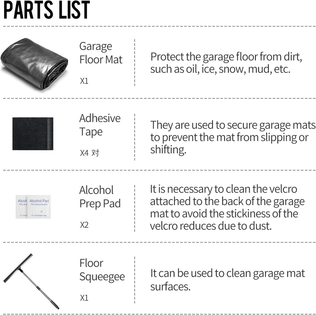 8'6 x 20' Non-Slip Waterproof Garage Floor Mat W4951