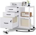 3 Drawer Wood File Cabinet with Socket and USB Charging Ports P7507