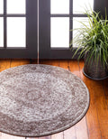 Light Brown Ivory 5' 1 Round Medallion Rug N519625