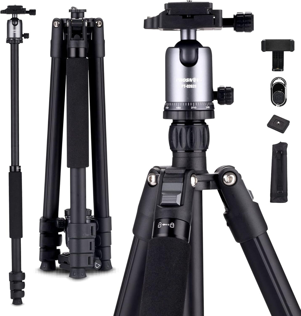 Compact Aluminum Camera Tripod 62 with 360 Degree Ball Head F4010