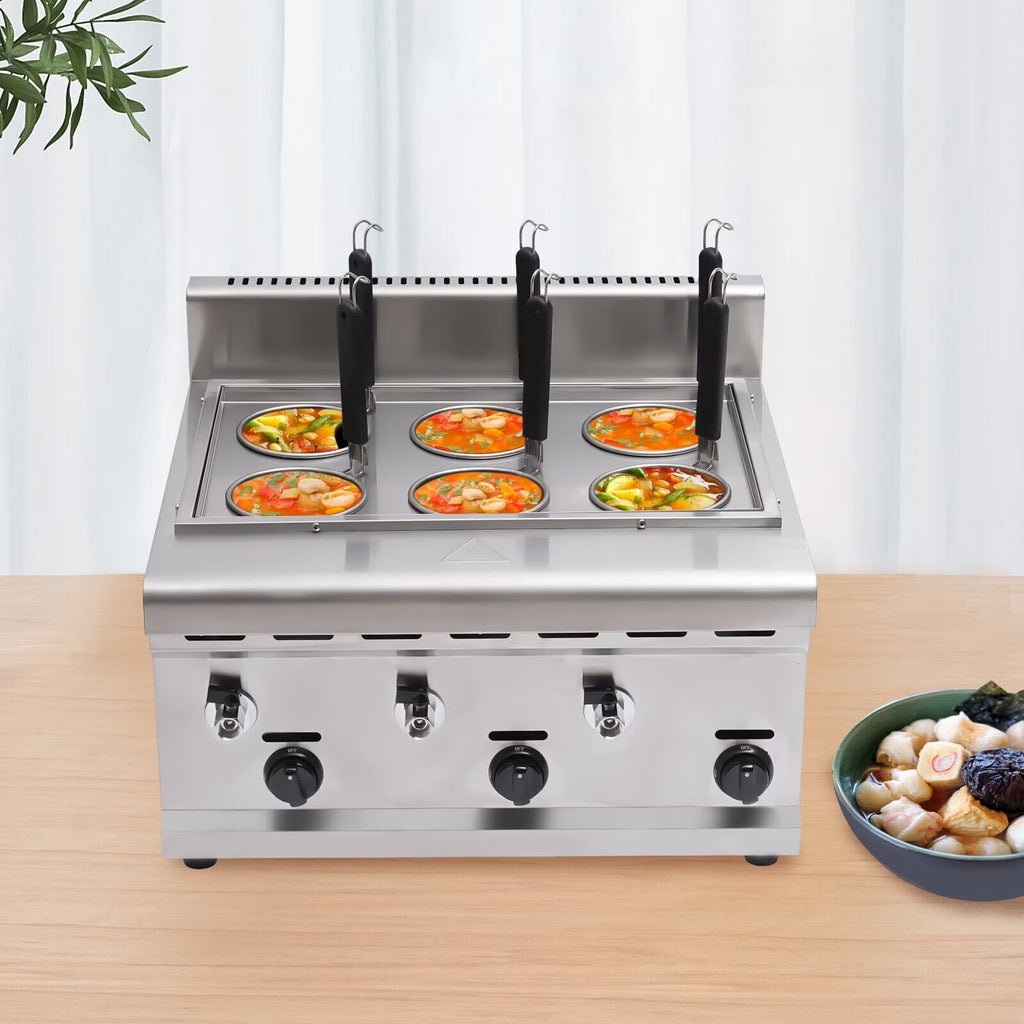 6 Holes LPG Propane Gas Commercial Pasta Cooker with 2 Tanks L306