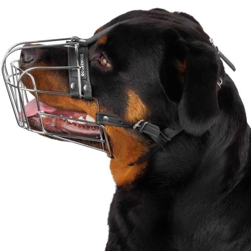Dog Muzzle Wire Basket Adjustable Leather Straps F7073