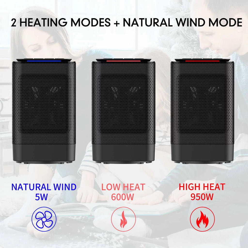 950W Portable Ceramic Heater with Oscillation, Black Q935