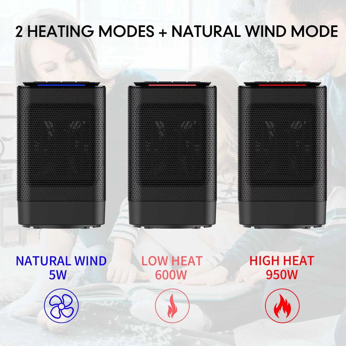 950W Portable Ceramic Heater with Oscillation, Black Q935
