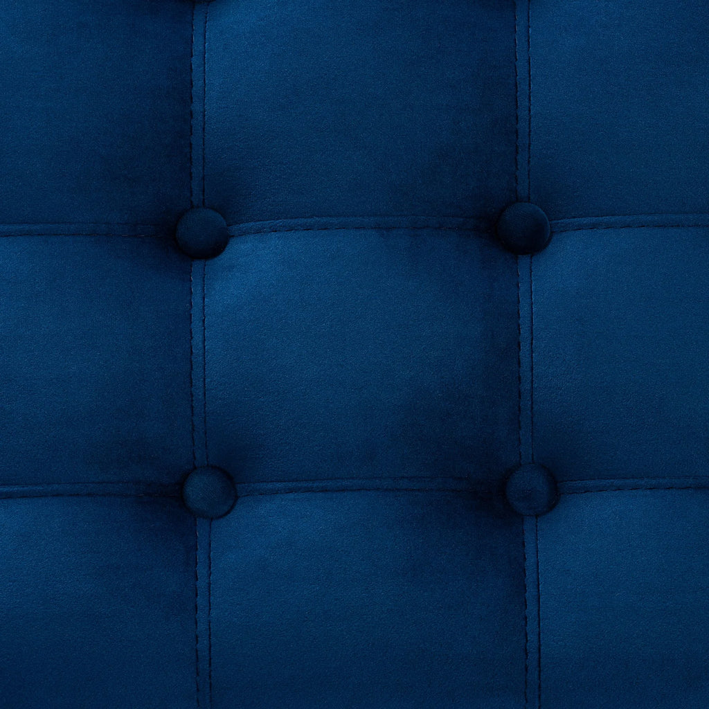 Navy Blue Velvet Button-Tufted Storage Ottoman Bench Y35639