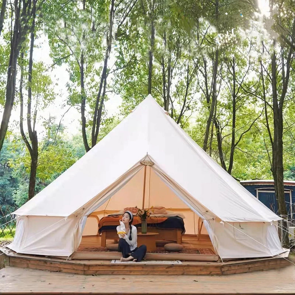 Waterproof 4-Season Cotton Canvas Bell Tent with Stove Hole G884752