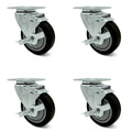 Black Poly Swivel Caster Set of 4 with Top Lock Brake H7397