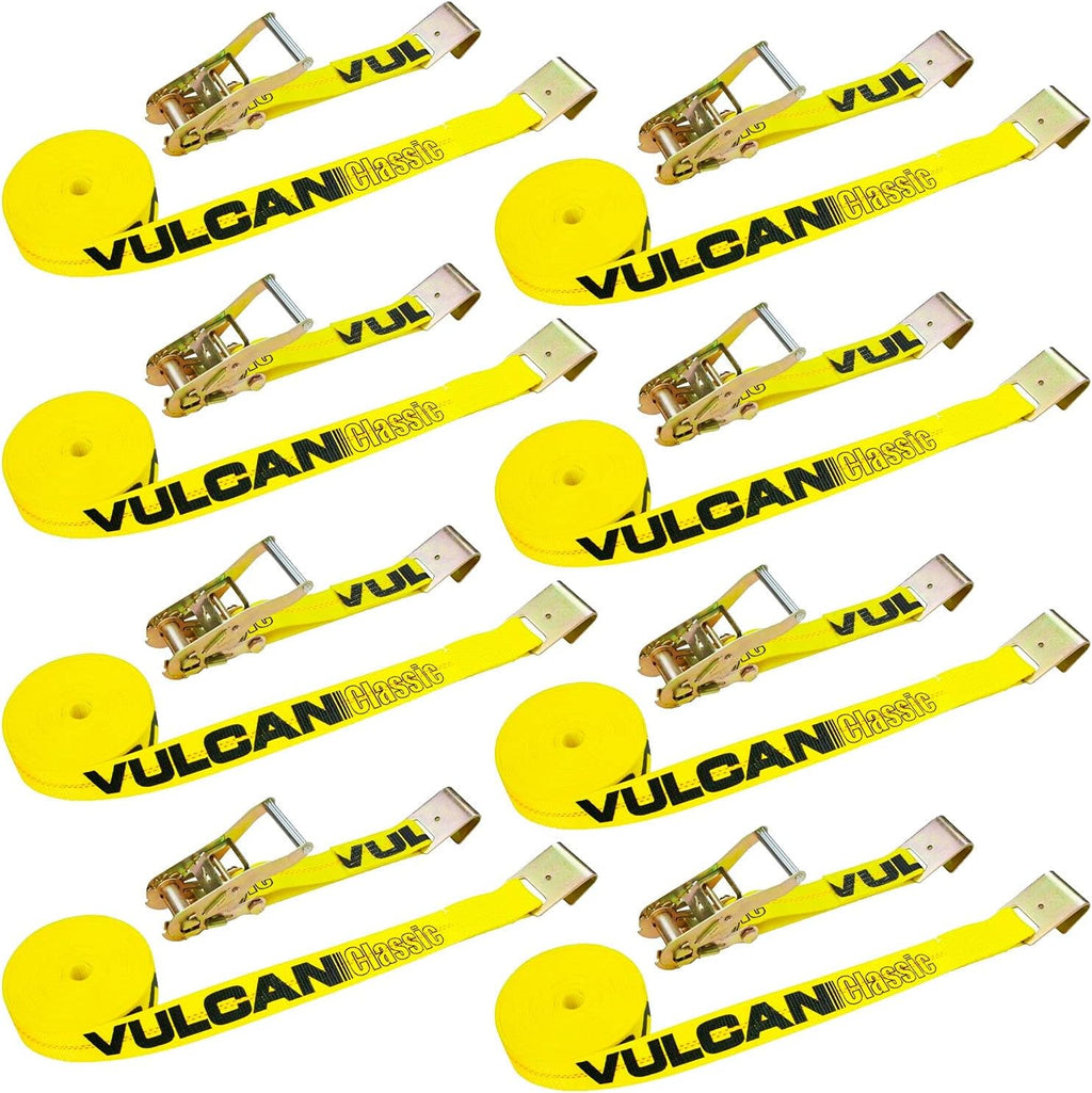 8 Pack 2 Inch x 27 Foot Ratchet Strap with Flat Hooks D98282