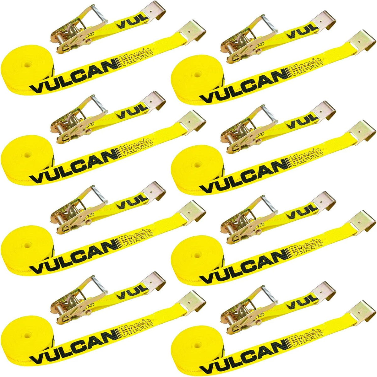 8 Pack 2 Inch x 27 Foot Ratchet Strap with Flat Hooks D98282