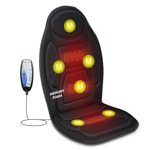 Black 6 Vibration Massage Seat Cushion with Heat W7301