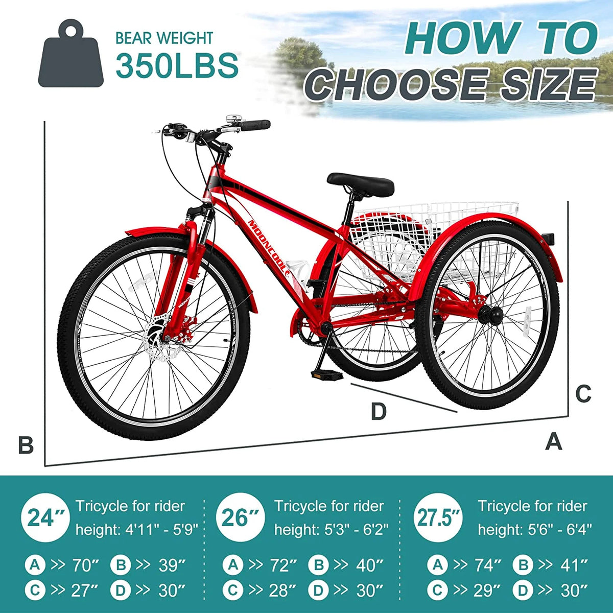 7 Speed Adult Mountain Tricycle with Shopping Basket H512