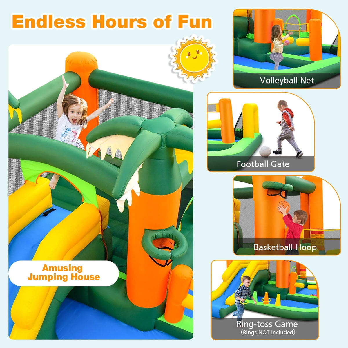 8-in-1 Inflatable Bounce Castle with Blower G41244