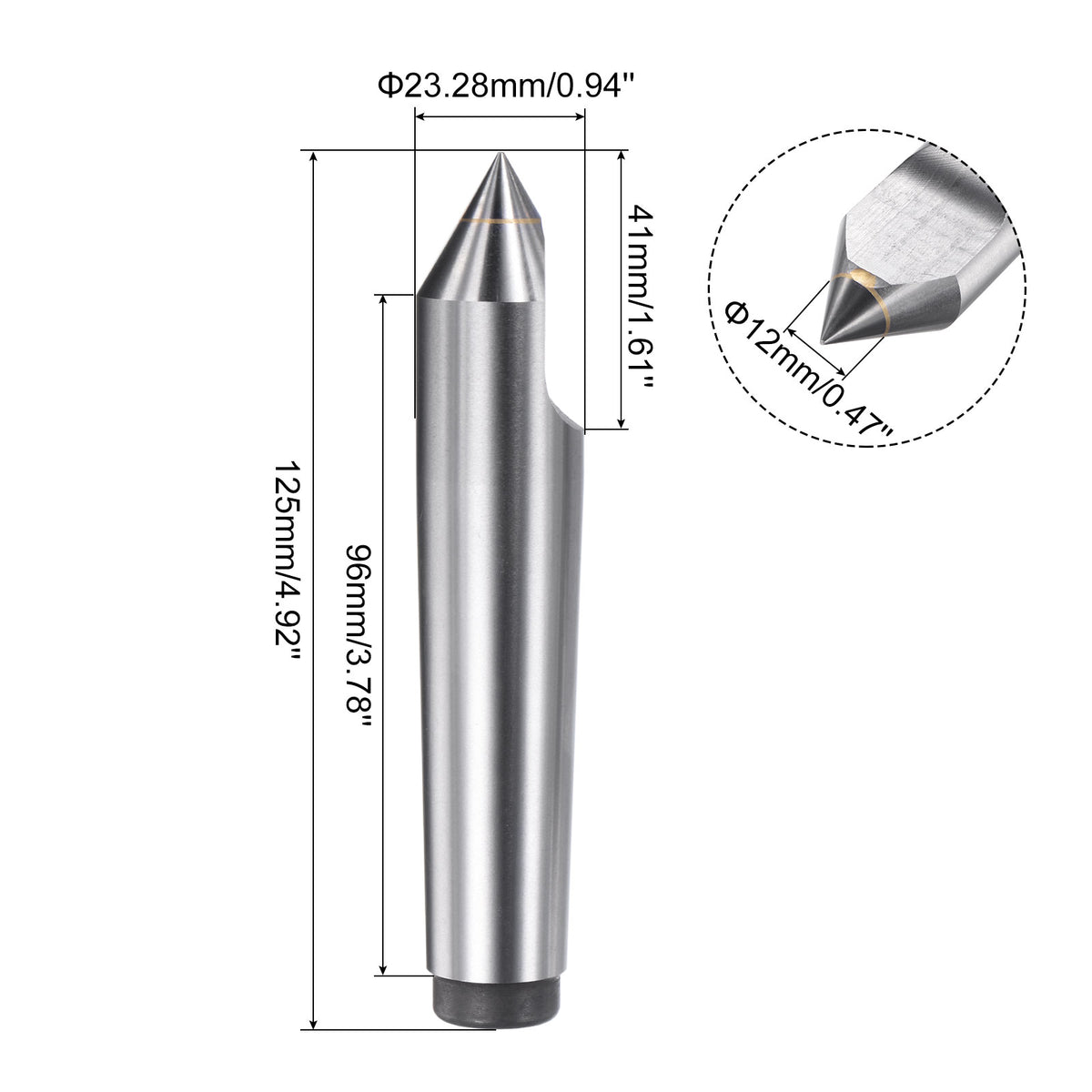 Carbide Tipped Half Notched Lathe Dead Center Morse Taper 3MT 60 Degree Q314
