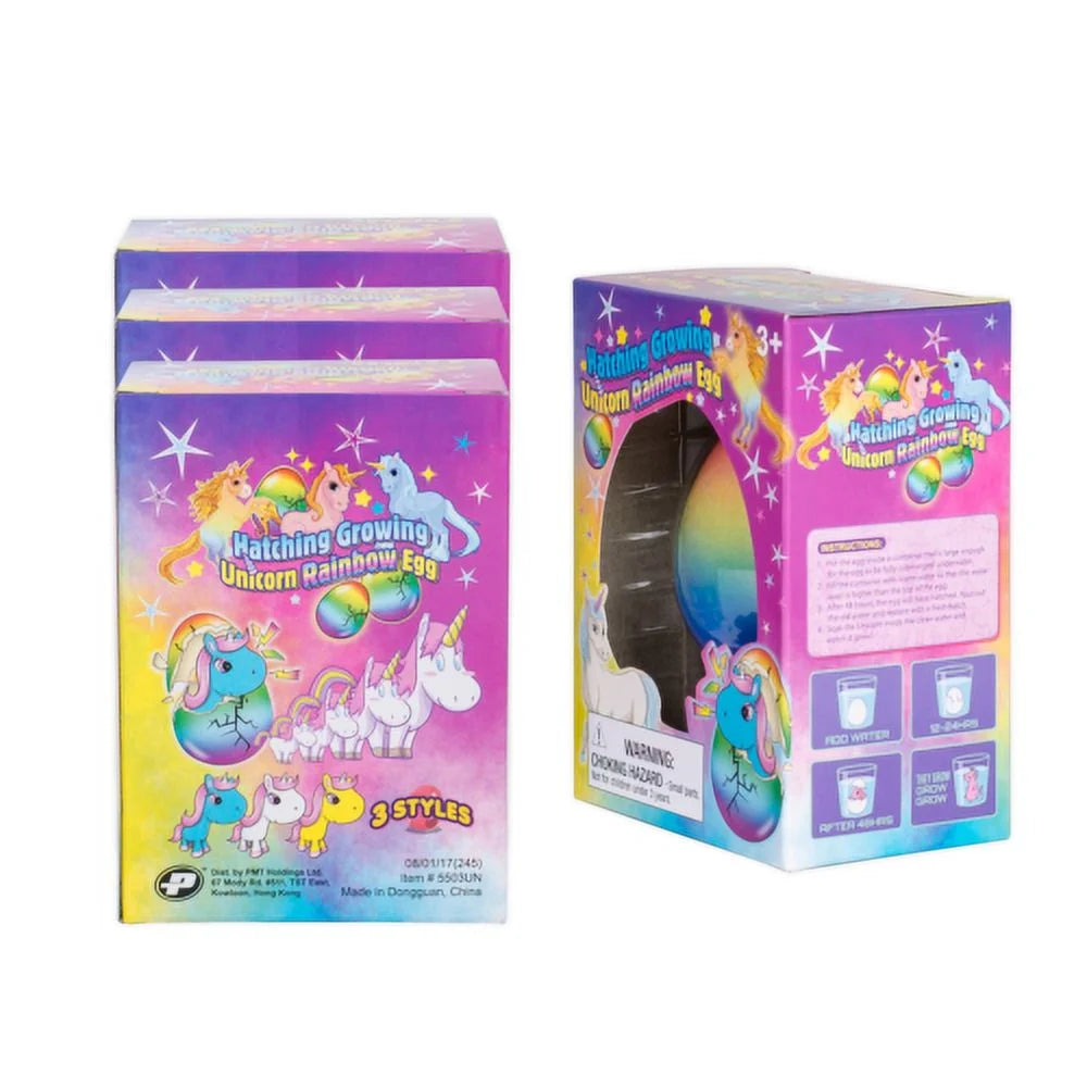 6PC Surprise Growing Unicorn Hatching Rainbow Egg Kids Toys K9497