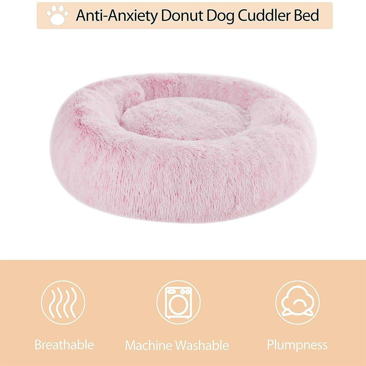 Small Dog Bed Donut Faux Fur Anti-Anxiety Pet Bed V16331