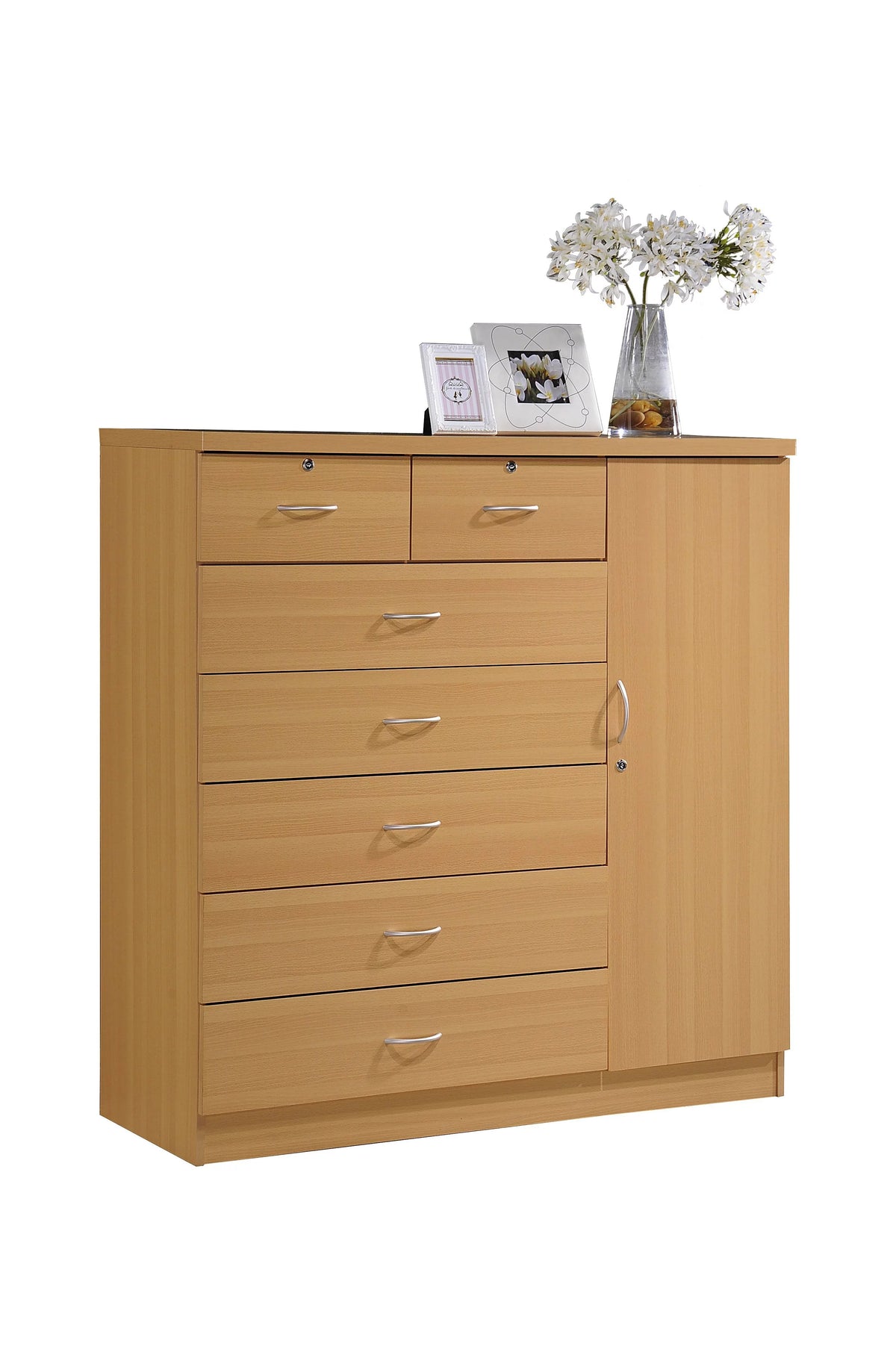 7 Drawer Dresser with Side Cabinet and 3 Shelves C136708