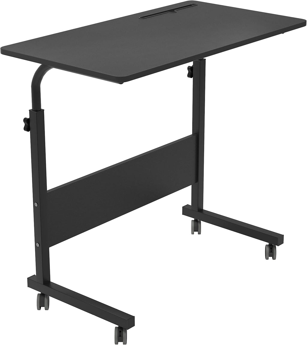 Walnut Adjustable Mobile Bed Table with Tablet Slot, Pack of 2 S913