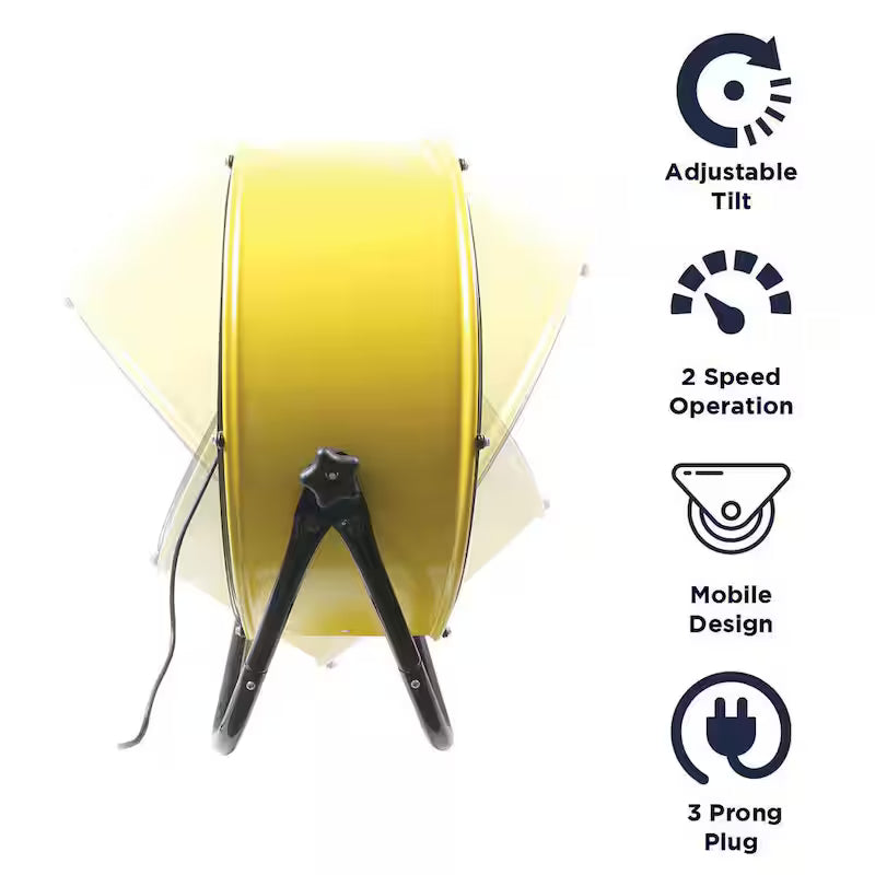 Yellow 2 Fan Speeds Drum Fan D39782