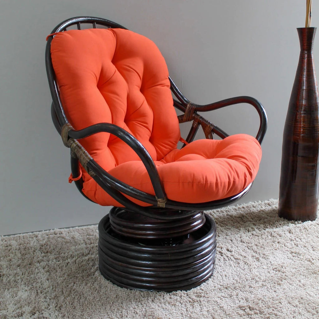 Rattan Coil Base Swivel Rocker with Micro Suede Cushion F99528