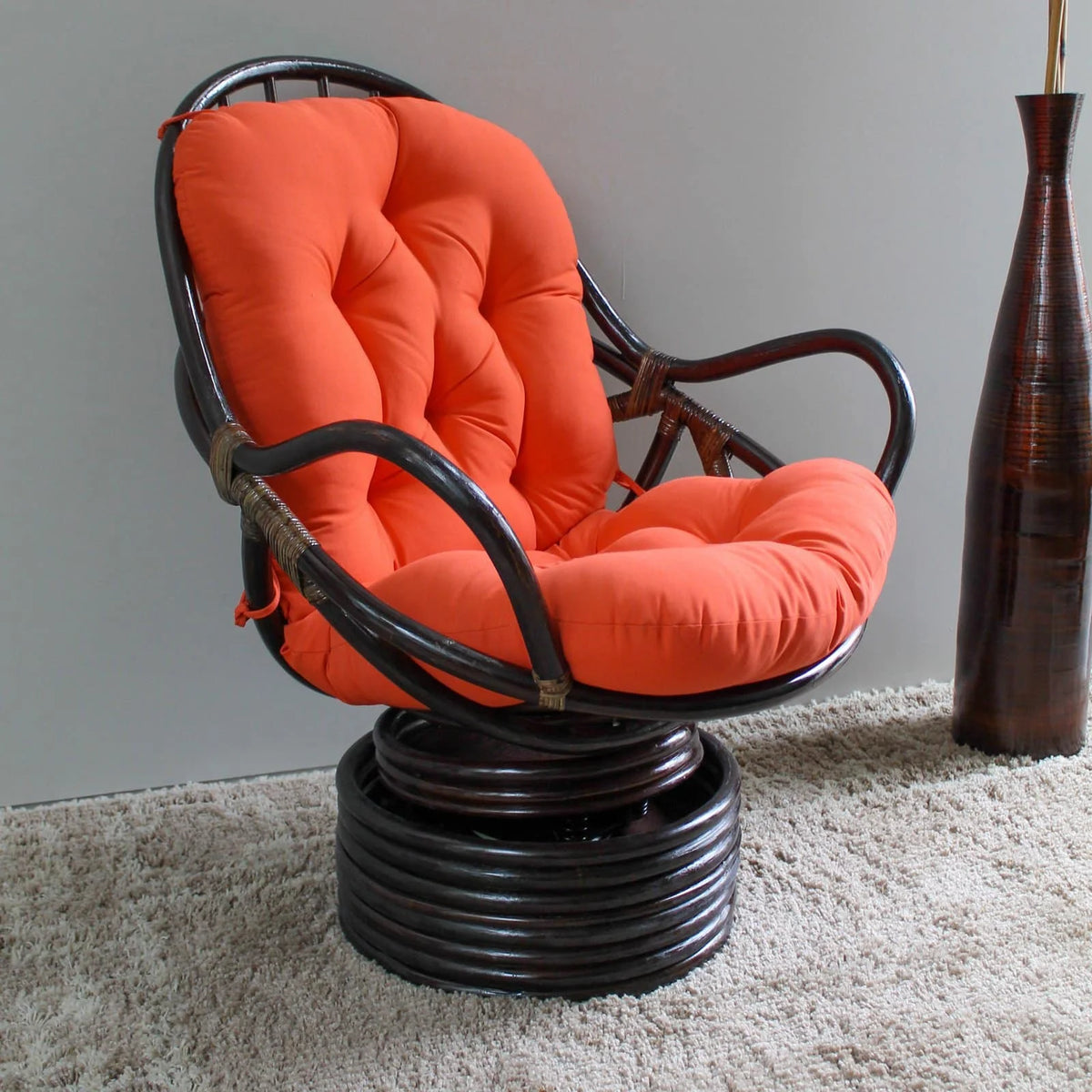Rattan Coil Base Swivel Rocker with Micro Suede Cushion F99528