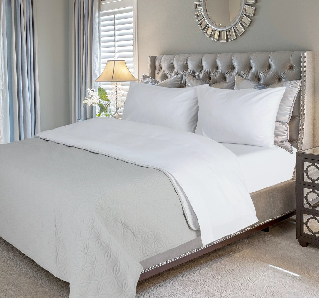 4 Piece 100% Cotton Flannel Queen Size White Bed Sheet Set M799