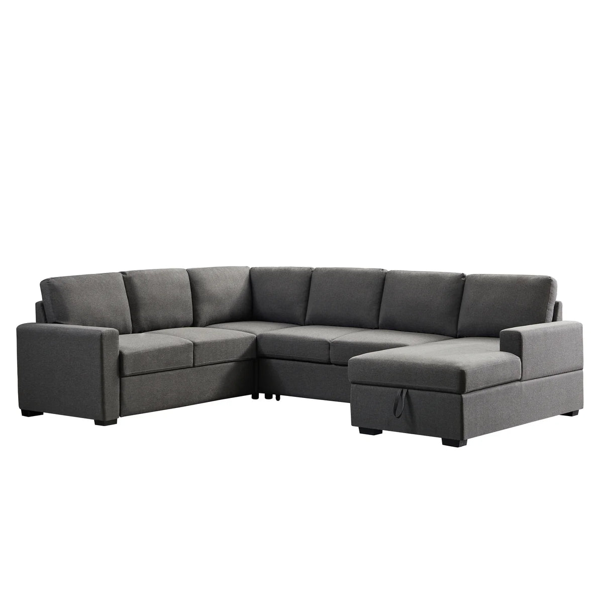 Gray Linen Left Hand Facing Sectional Sleeper Sofa O384