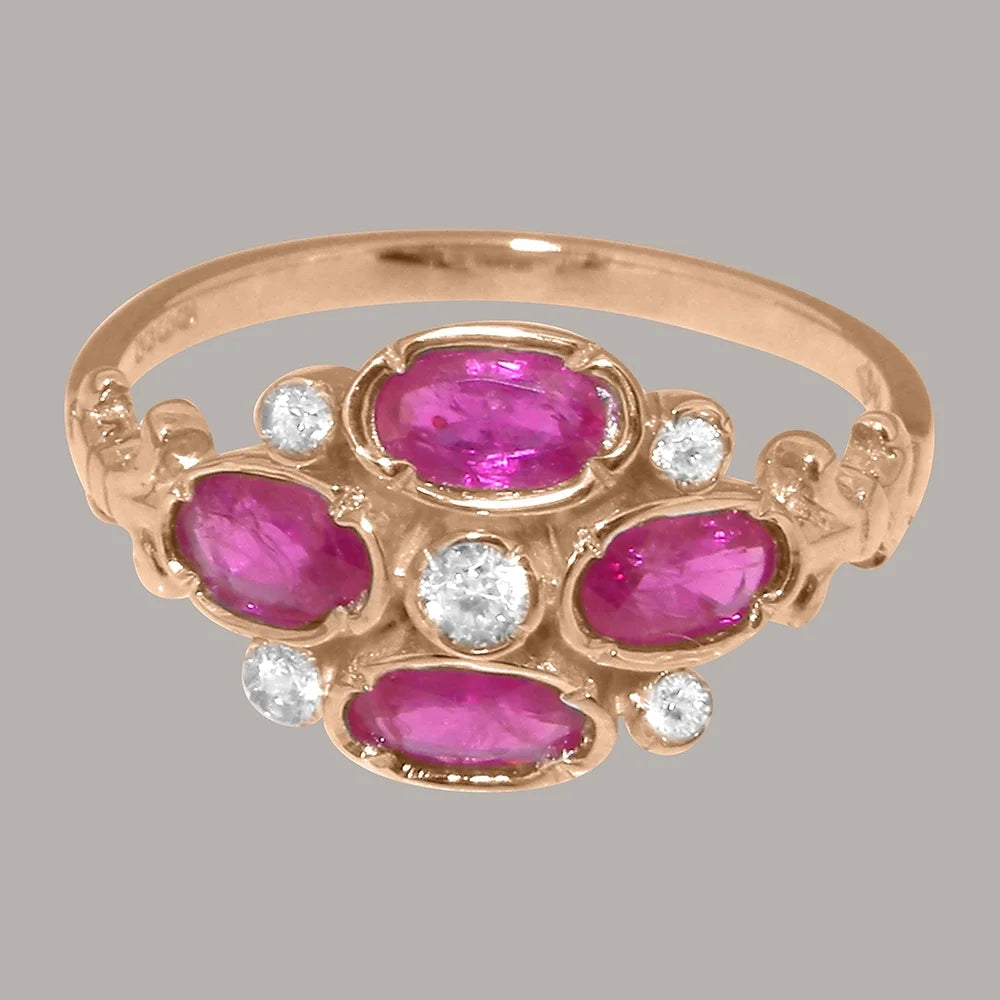 9k Rose Gold Ring with Natural Diamond & Ruby W5508