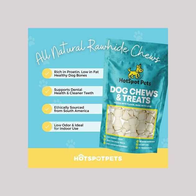 Natural White Knotted Rawhide Bone Dog Chew Treats N3057