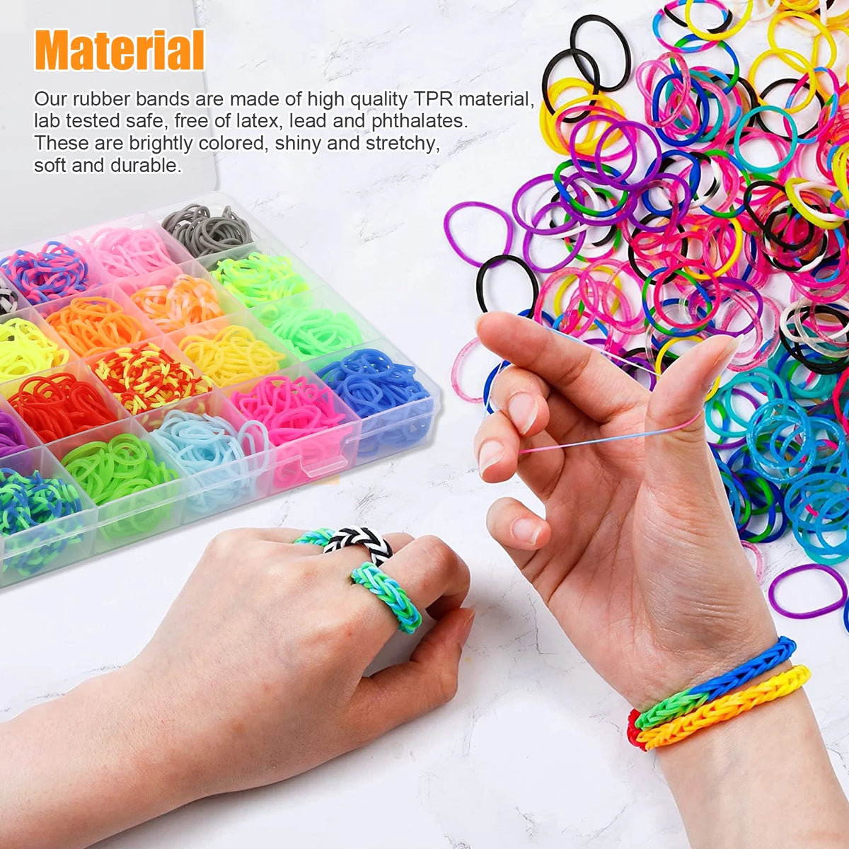 2069pcs Loom Bands Kit 28 Colors Rubber Bands Bracelets Making Kit with Accessory K947708