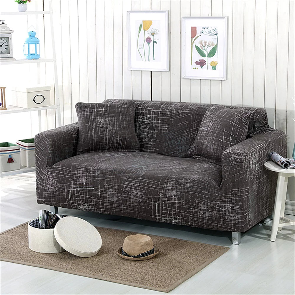 2pcs Polyester Fabric Stretch Sofa Covers for L Shape Sectional N1881