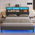 Queen Size Dark Grey Upholstered Platform Bed Frame F4646