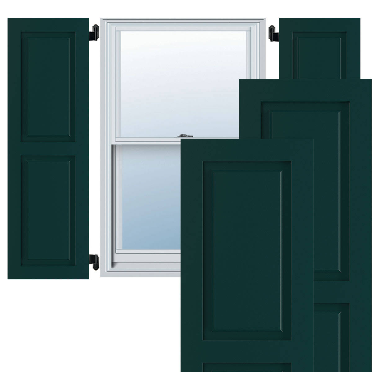 Black Forest Green Exterior Composite Raised Panel Shutters Z250
