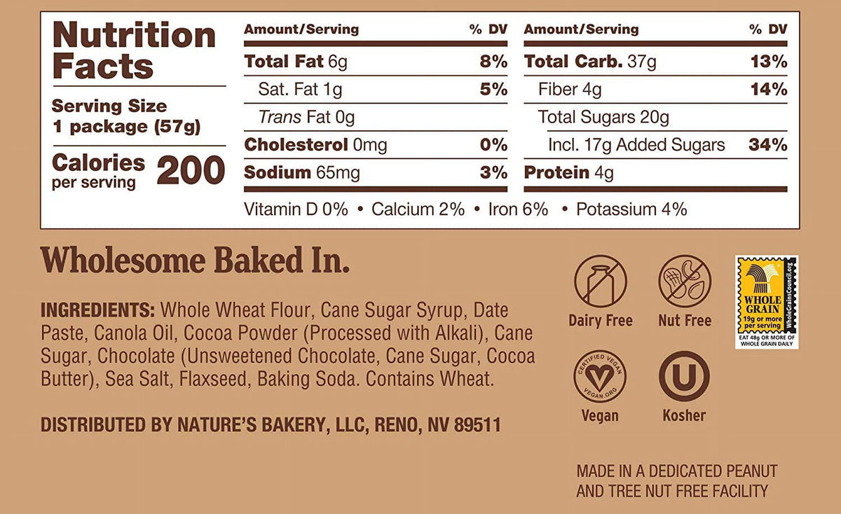 Whole Wheat Double Chocolate Fig Bars Snack Bar C41293
