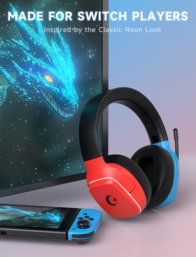 2.4GHz Wireless Gaming Headsets with Noise Canceling Mic, 7.1 Surround Sound, 70H Battery J55575