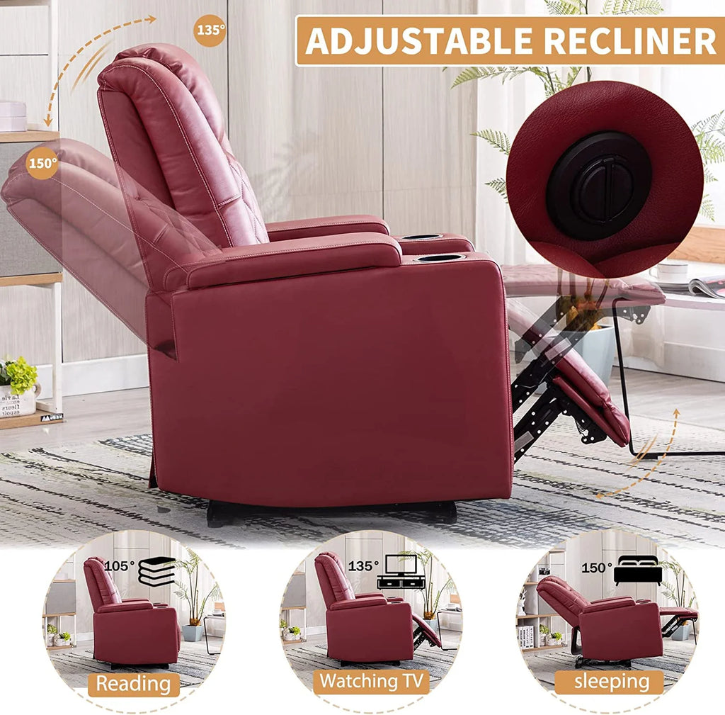 Power Recliner Chair Set of 3 PU Leather Black L363821