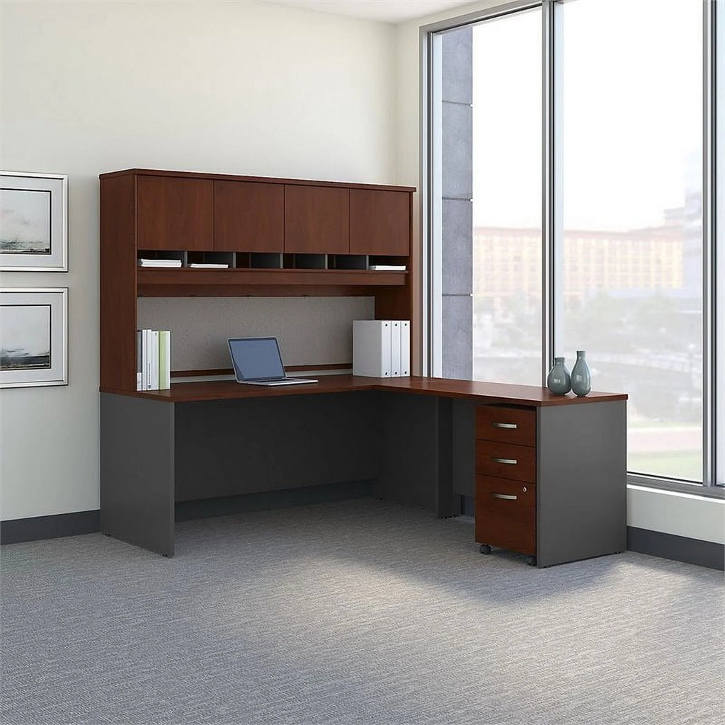 72" L Shaped Desk with Hutch F447