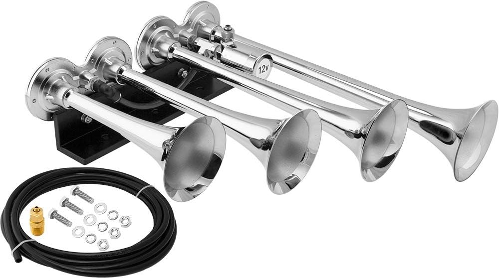 4 Air Horn Chrome Plated Trumpets Train Horn Y9975