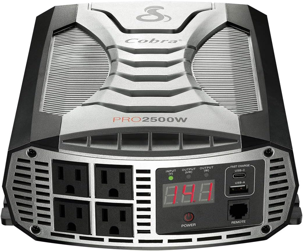 500W Portable Car Power Inverter with 2 AC Outlets and USB Ports J43332