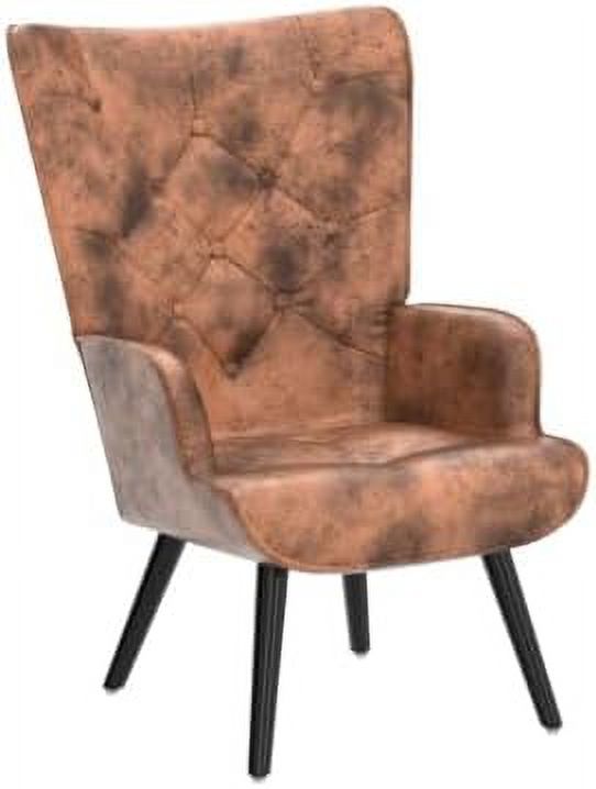 Microfiber Cushioned Wingback Armchairs Set D6502