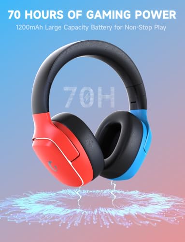 2.4GHz Wireless Gaming Headsets with Noise Canceling Mic, 7.1 Surround Sound, 70H Battery J55575