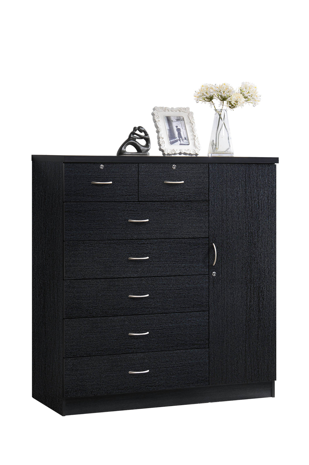 7 Drawer Dresser with Side Cabinet and 3 Shelves C136708