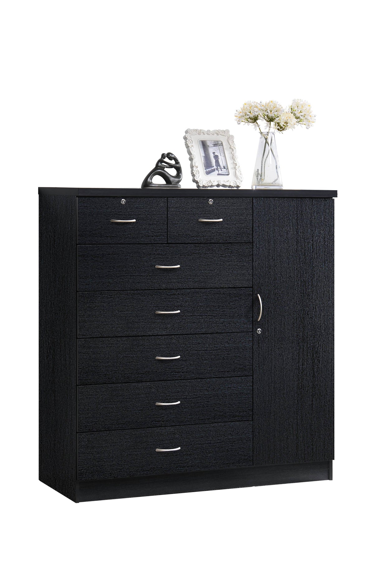 7 Drawer Dresser with Side Cabinet and 3 Shelves C136708