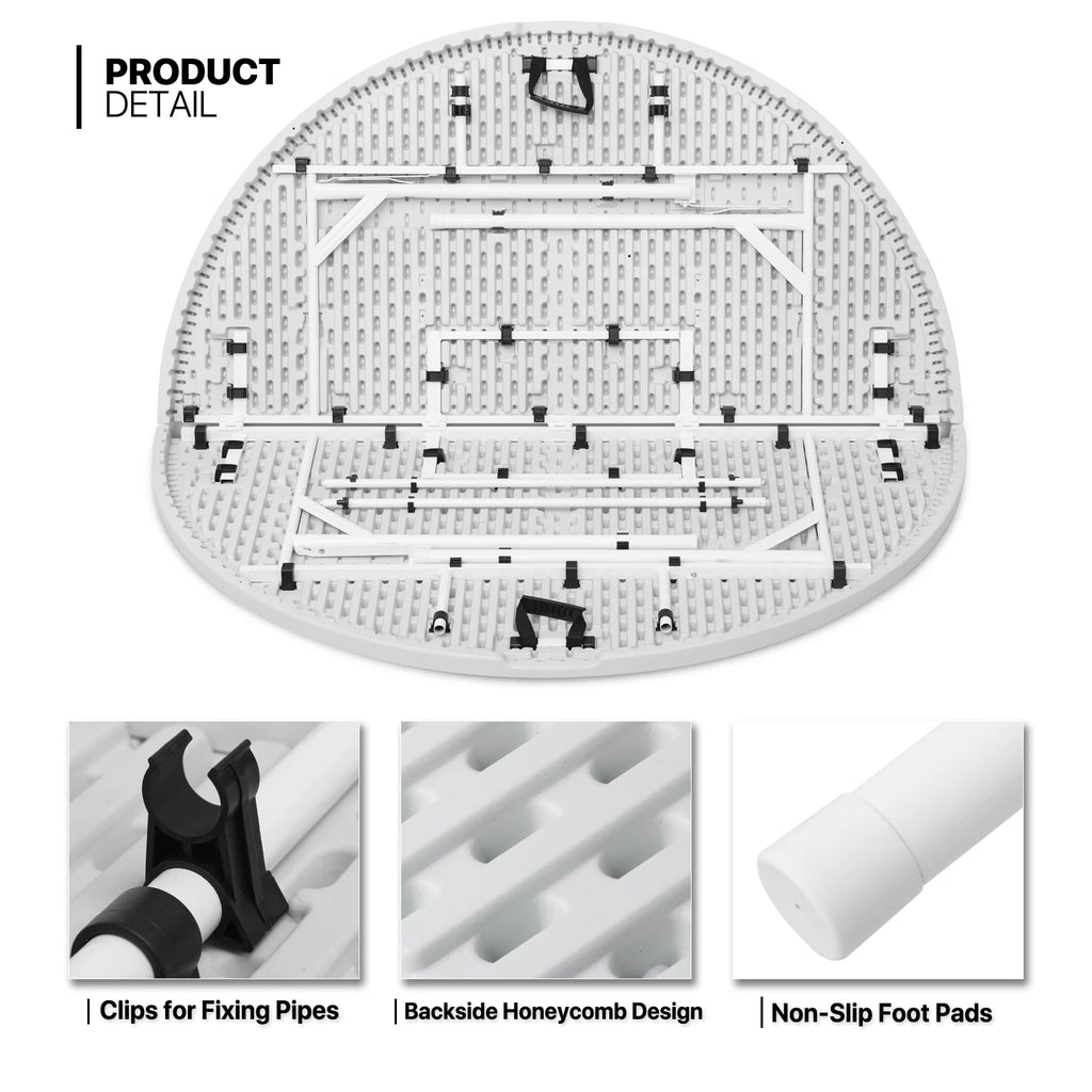 7 Pieces 5 FT Folding White Round Table and Chair Set P2270