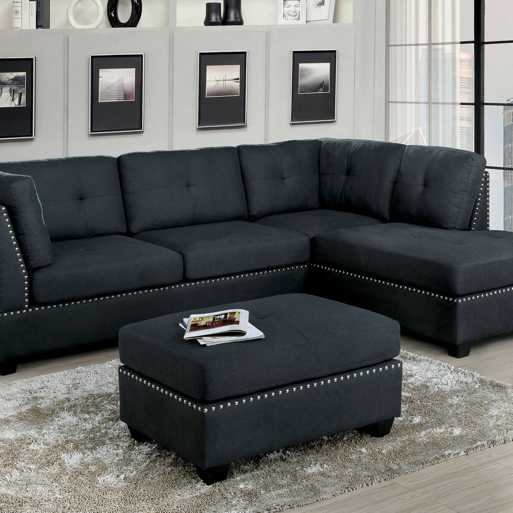 Grey Fabric Upholstered Ottoman U646695