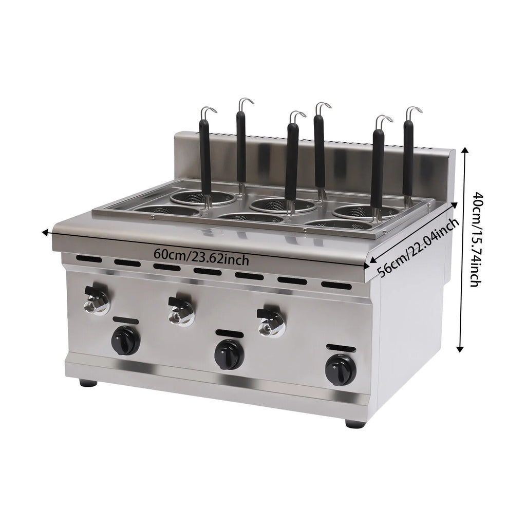 6 Holes LPG Propane Gas Commercial Pasta Cooker with 2 Tanks L306