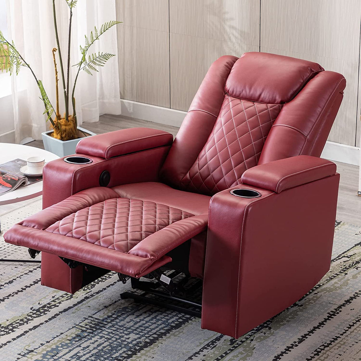 Power Recliner Chair Set of 3 PU Leather Black L363821