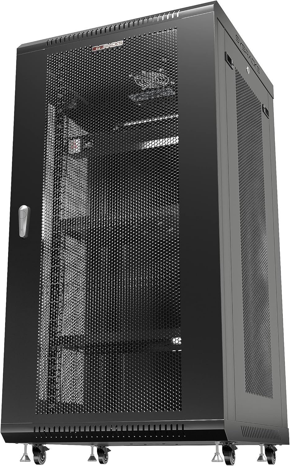 22U Locking Network Cabinet with Casters and Shelf X66782