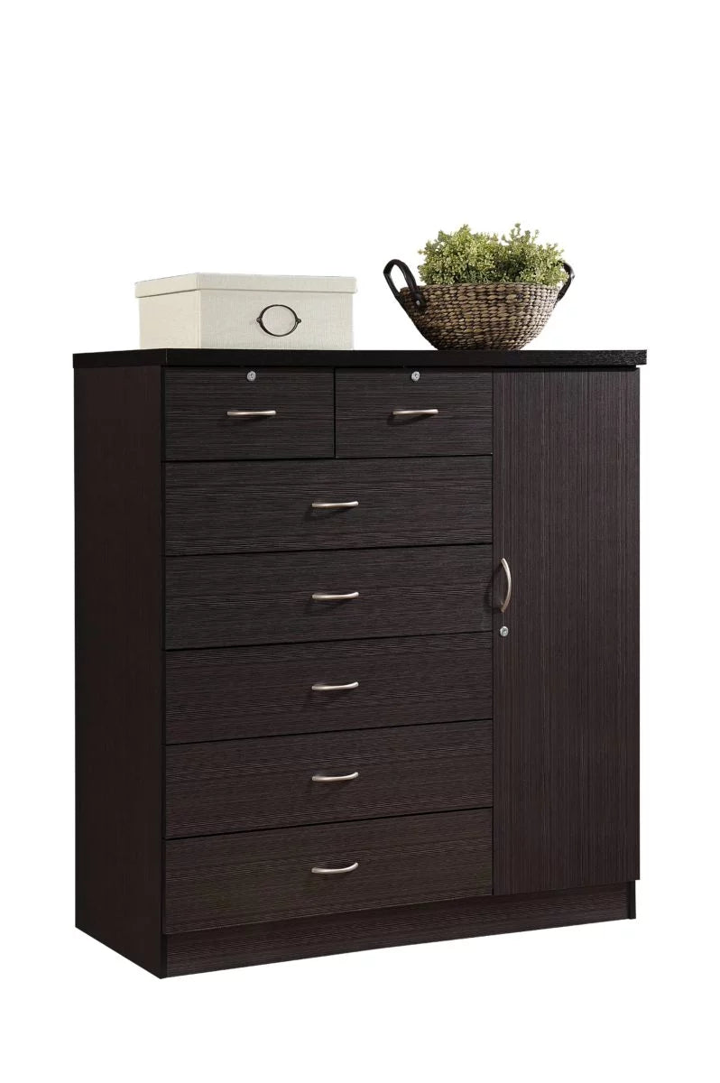 7 Drawer Dresser with Side Cabinet and 3 Shelves C136708